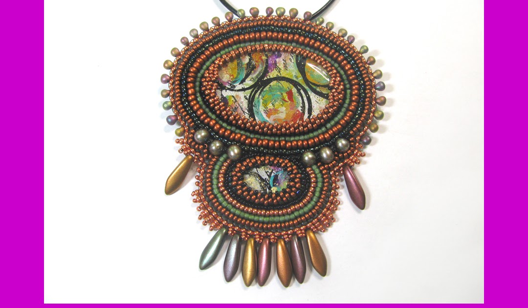 铜 - 绣有混合珠子的吊坠