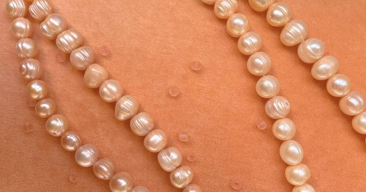Peach beads and crystals