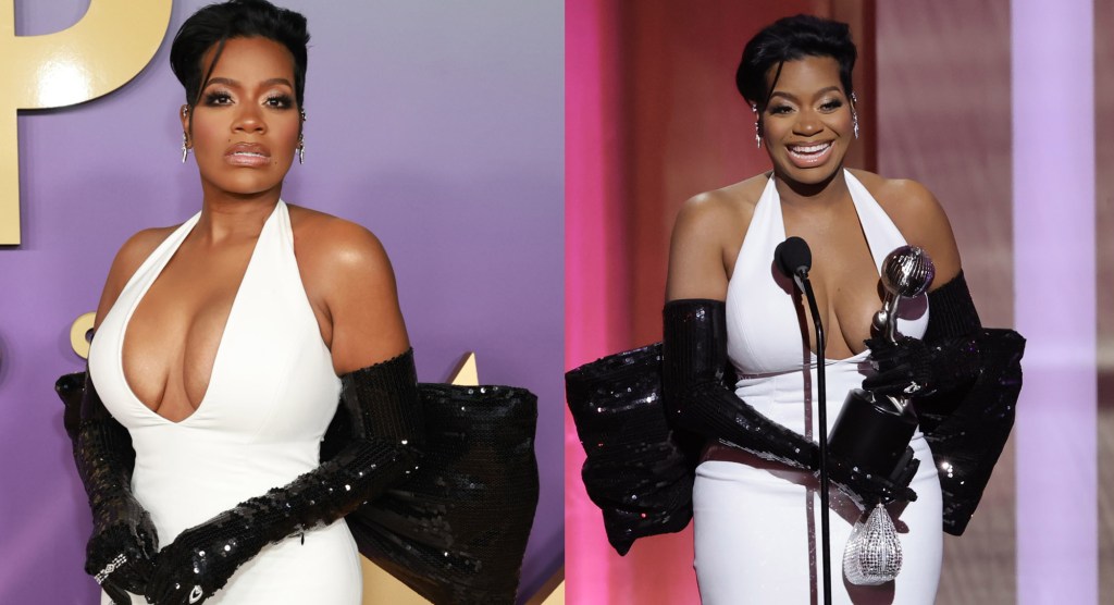 Fantasia Barrino 身穿 Monot 蝴蝶结连衣裙亮相全国有色人种协进会形象奖