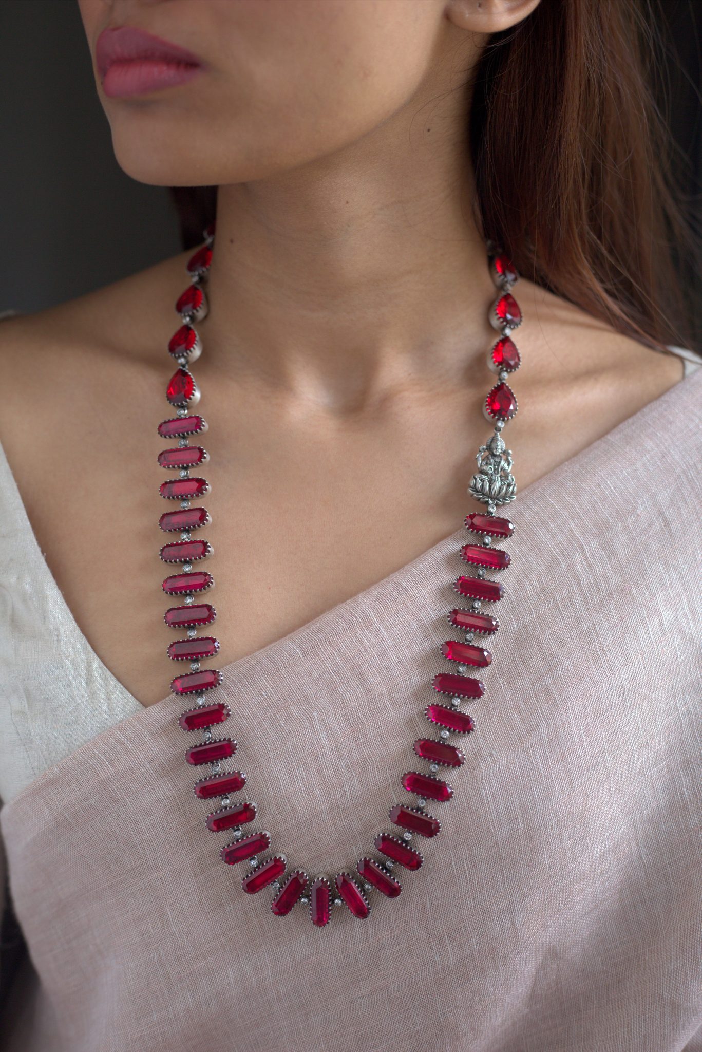 Pradejewels 红宝石拖把项链 • 南印度珠宝