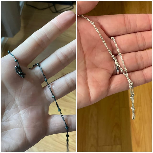 之前与之后。 请记住为您的珠宝使用正确的珠宝清洁剂。