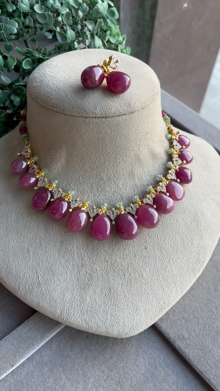 Hand Crafted Silver Ruby Necklace From