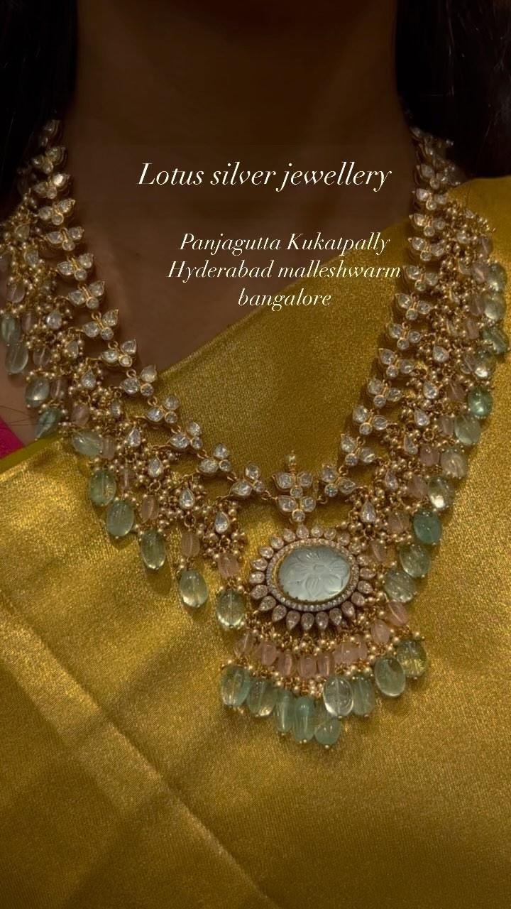 Gold Plated Two Layer Stone Long Necklace From