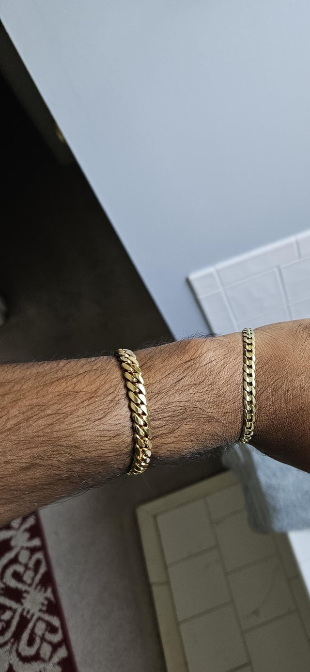 14k 迈阿密古巴链手链 8 毫米