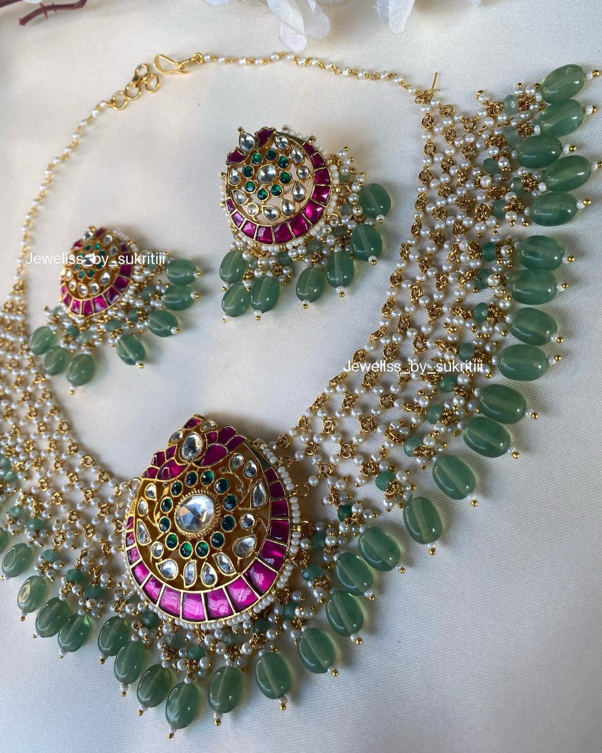 92.5 Silver Pachi Kundan Layered Necklace From