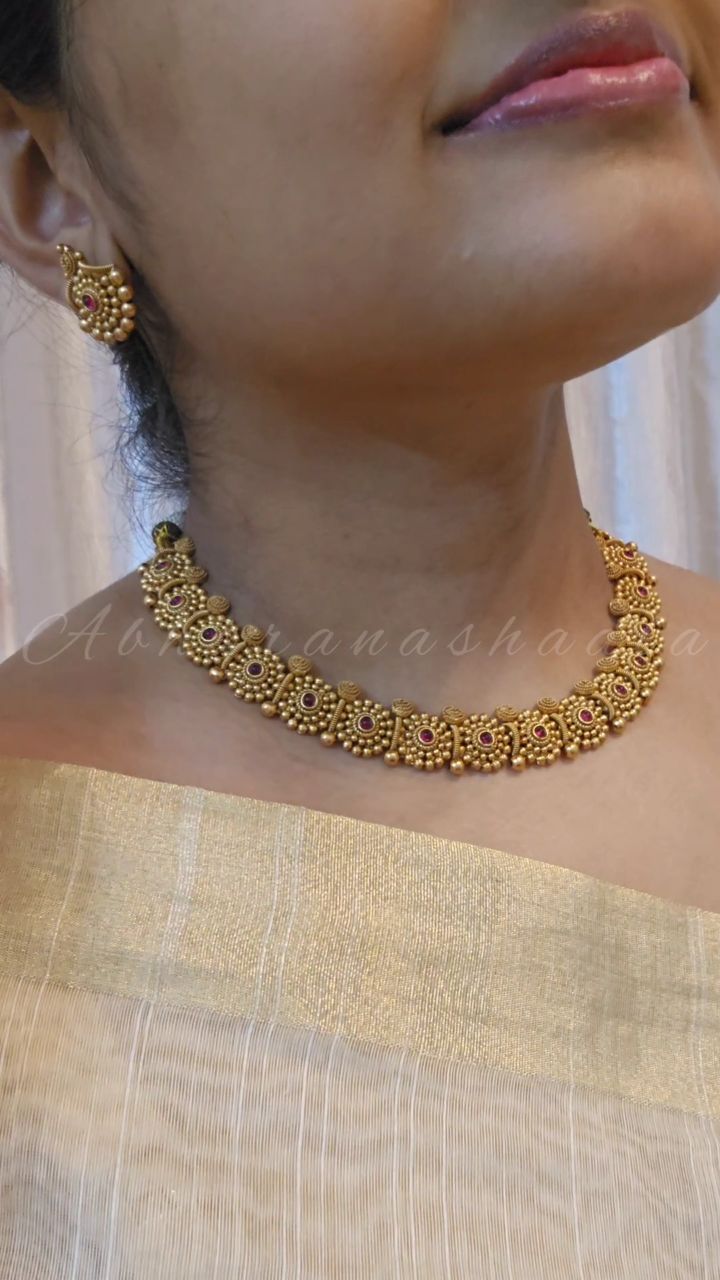 Gold Plated Uncut Polki Mango Haram From 'Ithihaasa'