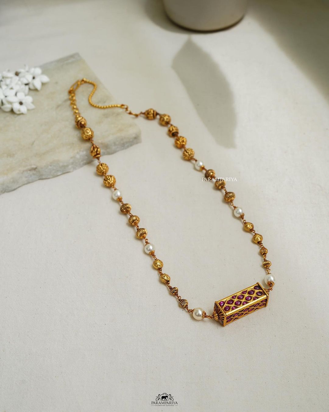 Pearl Necklace with Kemp Pendant From 'Parampariya'