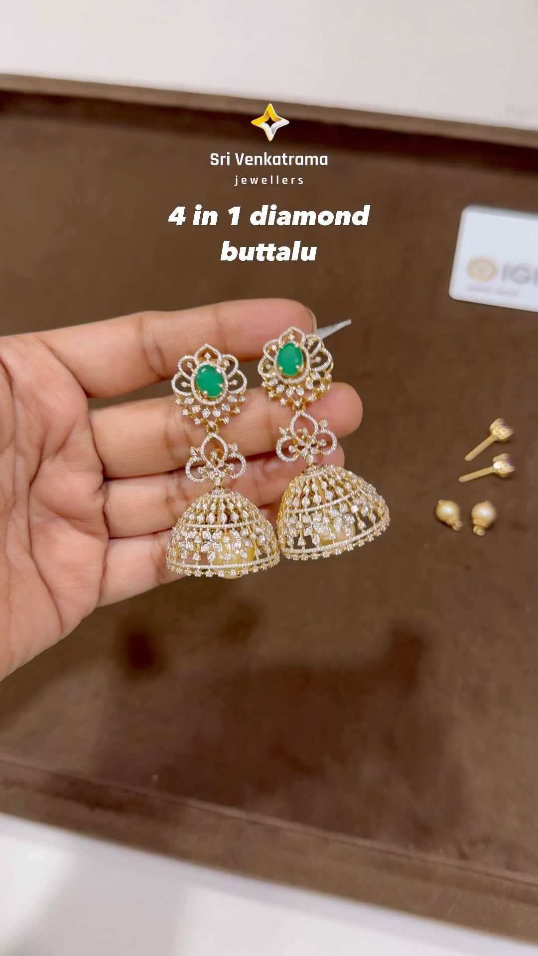 Stone Changeable Diamond Jhumka From