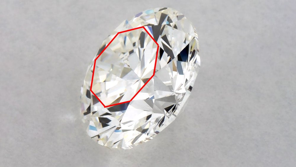 Table of diamond from side angle of diamond