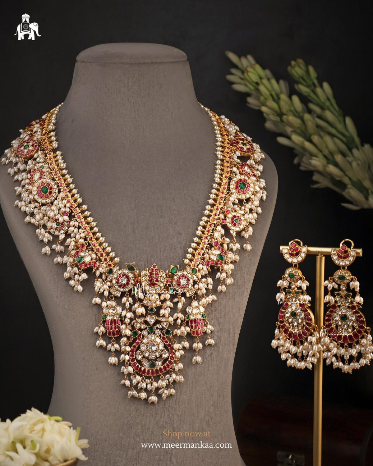 Traditional Peacock Motifs Guttapusalu Necklace From