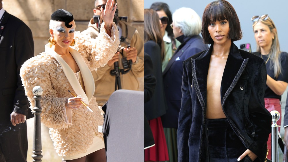 Doja Cat, left, and Sabrina Elba attend the Schiaparelli Haute Couture Fall/Winter 2024-2025 show as part of Paris Fashion Week on June 24 in Paris.