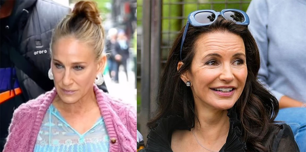 莎拉·杰西卡·帕克 (Sarah Jessica Parker) 和克里斯汀·戴维斯 (Kristin Davis) 在《Just Like That》第三季片场佩戴珠宝