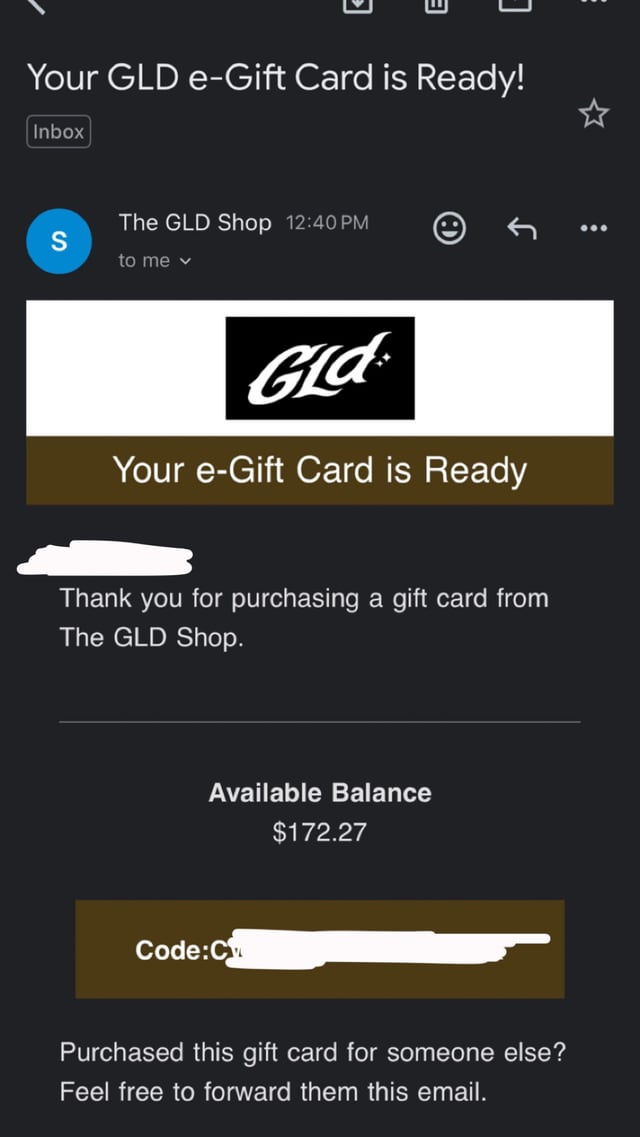 商店出售 GLD 礼品卡