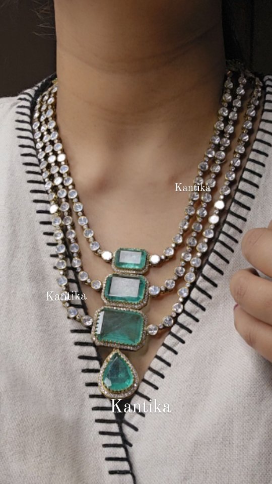 Imitation White& Green Stone Jhumkas From 'Sujatha Gold Covering'