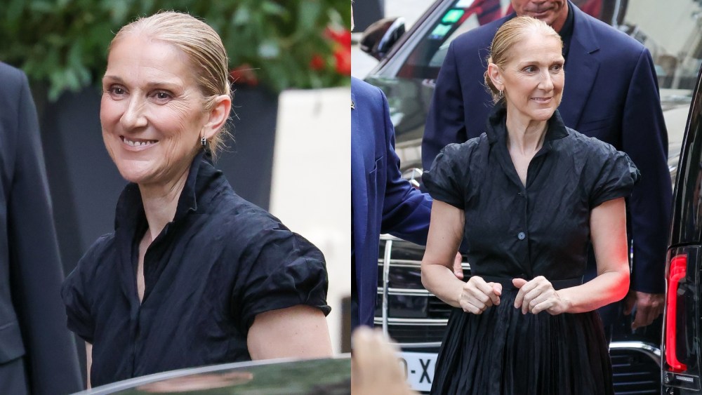 Celine Dion in Paris on July 24, Dior, black dress, French girl, celebrity style