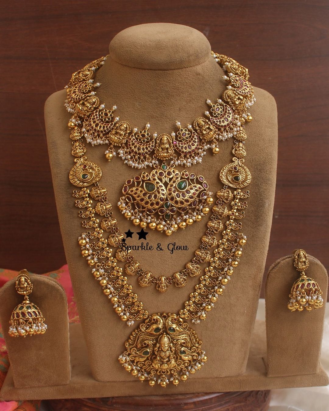 Gold Ruby and Polki Earrings From 'Shreeji Jewellers'