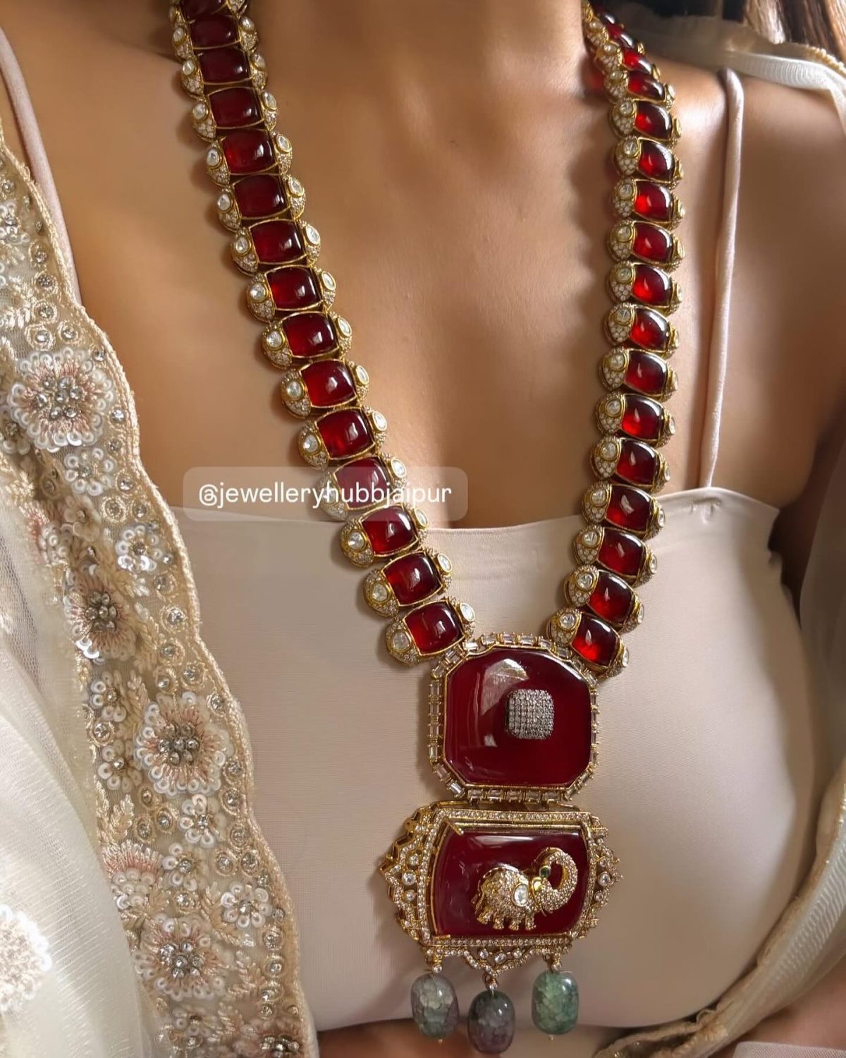 Gold Ruby and Polki Earrings From 'Shreeji Jewellers'