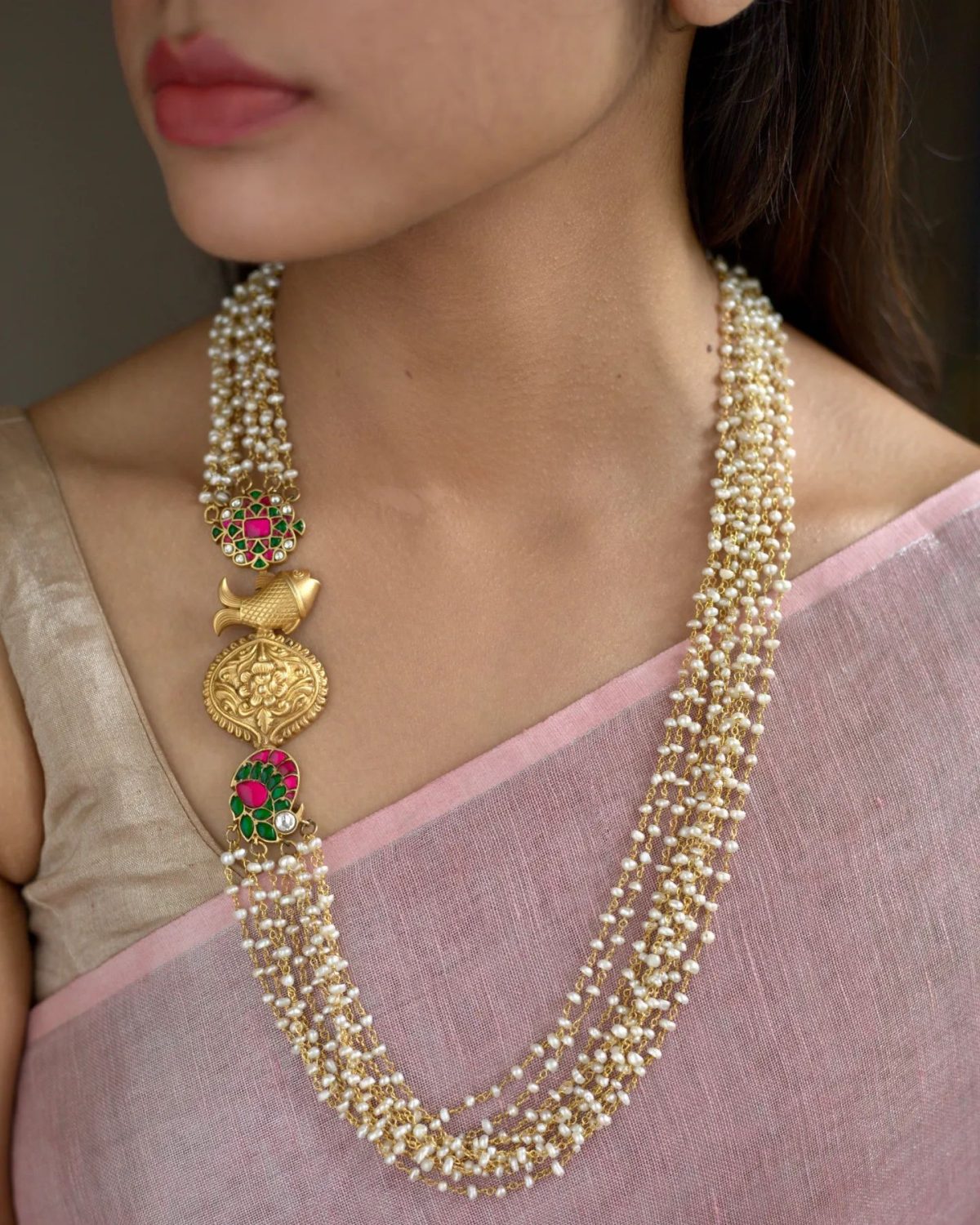 Antique Ruby Stone Gold Necklace From 'Swarna'