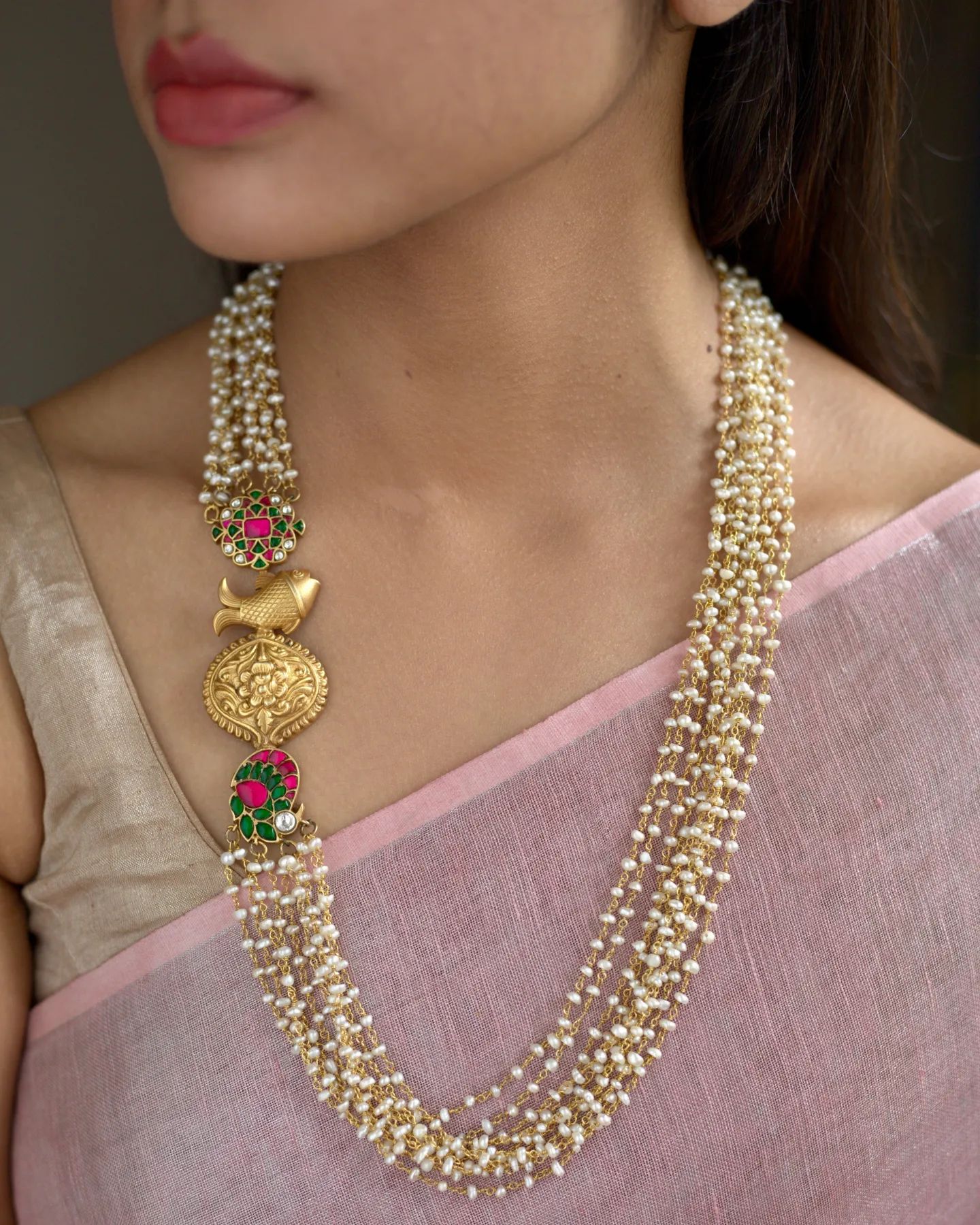 Antique Ruby Stone Gold Necklace From 'Swarna'