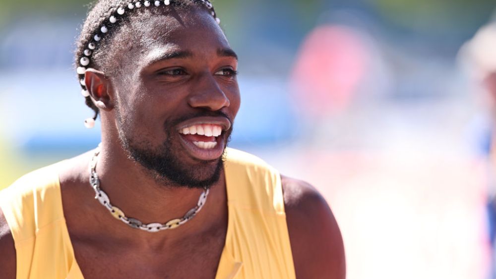 NEW YORK, NEW YORK - JUNE 09: Noah Lyles of the United States looks on after winning the men's 200m during the 2024 USATF NYC Grand Prix at Icahn Stadium on June 09, 2024 in New York City. (Photo by Dustin Satloff/Getty Images)