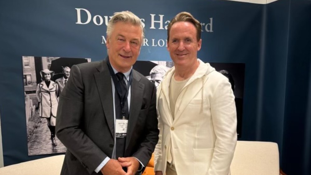 Alec Baldwin with Arnold Silverstone in the Douglas Hayward booth at the Chicago Collective.