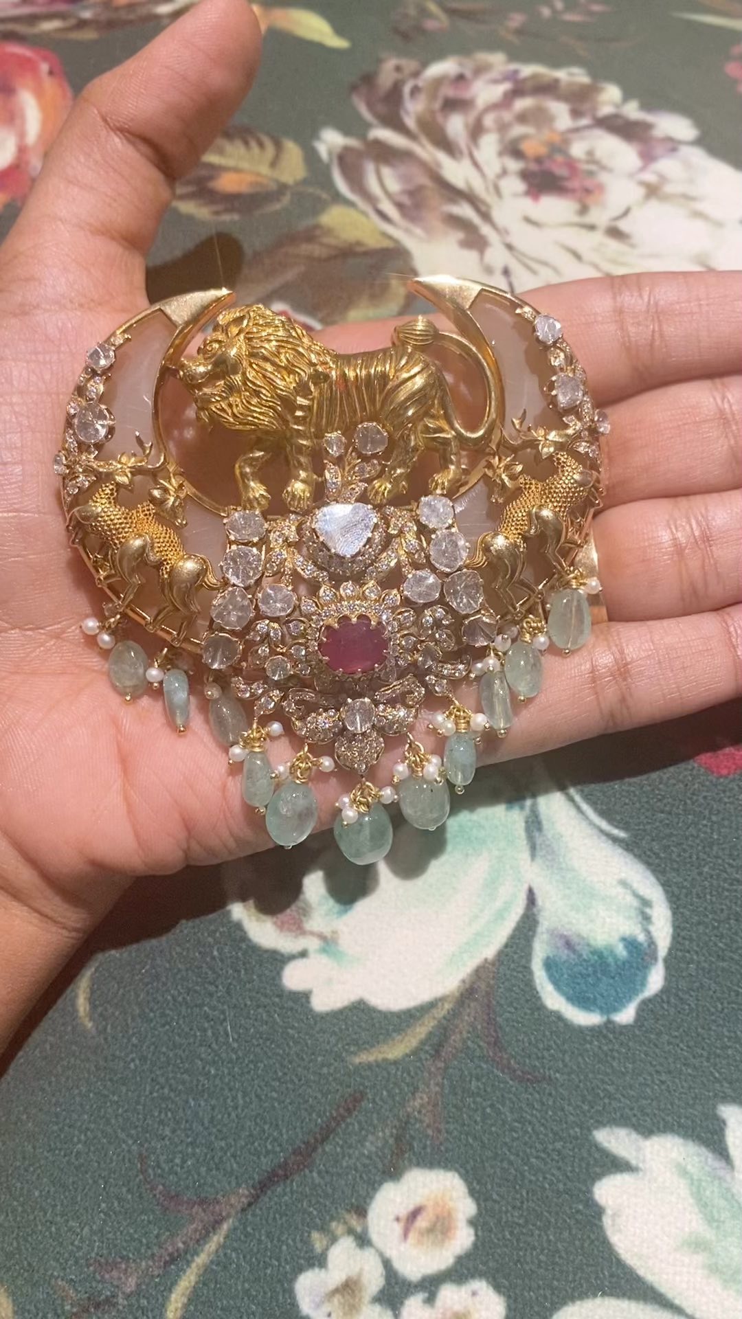 Imitation Jhumkas with Ear Chains From 'Chettinad Creations'