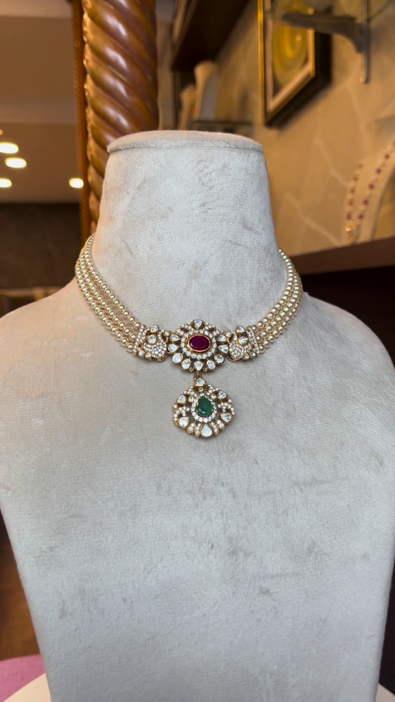 Gold Plated Kundan Beaded Necklace &Haram From 'Rajatamaya'