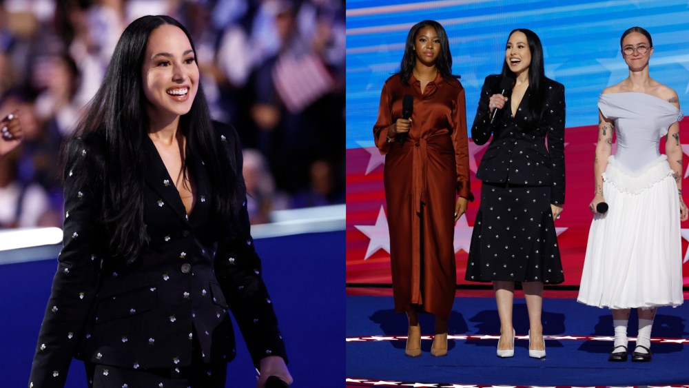 kamala harris niece, ella emhoff Meena Harris (L) during the final day of the Democratic National Convention at the United Center on Aug. 22 in Chicago.