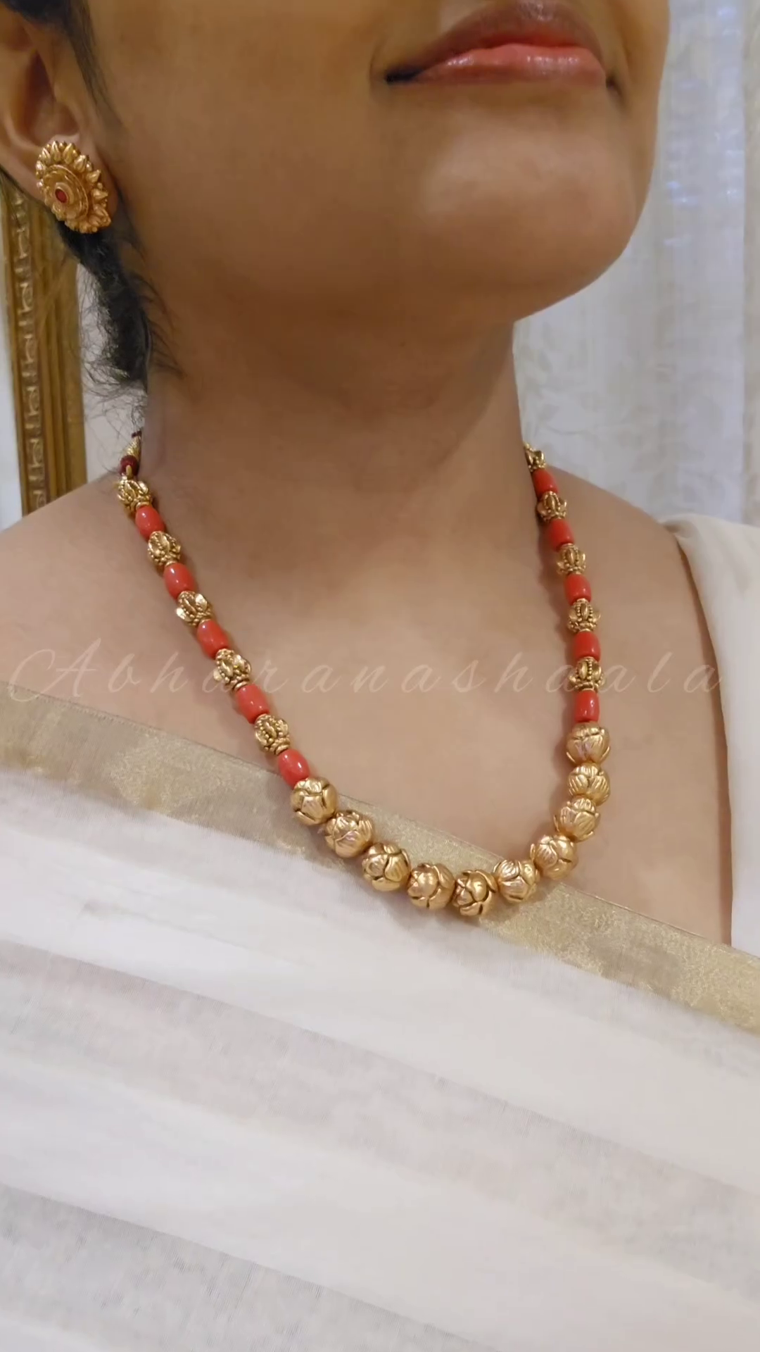Antique Finish Coral Beads Set From