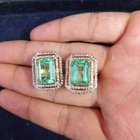 18k 金哥伦比亚祖母绿和天然钻石定制耳环