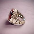 定制什叶派戒指（5.5 克玛瑙石，岩石中具有独特的黑雾）由 950 银而非 925 制成