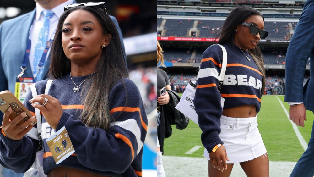 Simone Biles at a Chicago Bears game on Sept. 29 in Chicago.