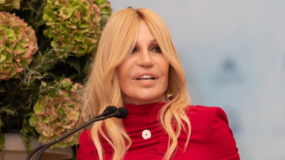 Donatella Versace at Blenheim Palace, receiving a philanthropy award.