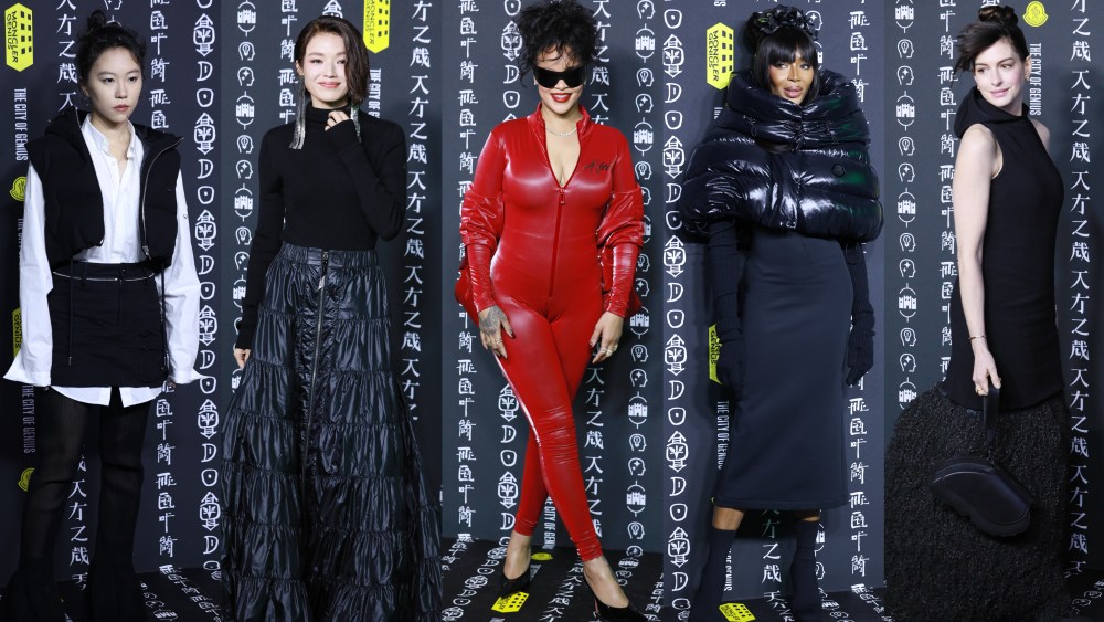 Leah Dou, Shu Qi, Rihanna, Naomi Campbell, and Anne Hathaway attend the Moncler City of Genius event in Shanghai