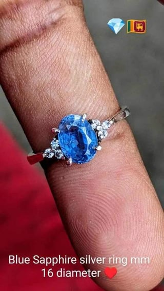 16 毫米蓝色蓝宝石银戒指