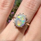 获取我的梦想订婚戒指！半黑蛋白石澳大利亚人和钻石光环。