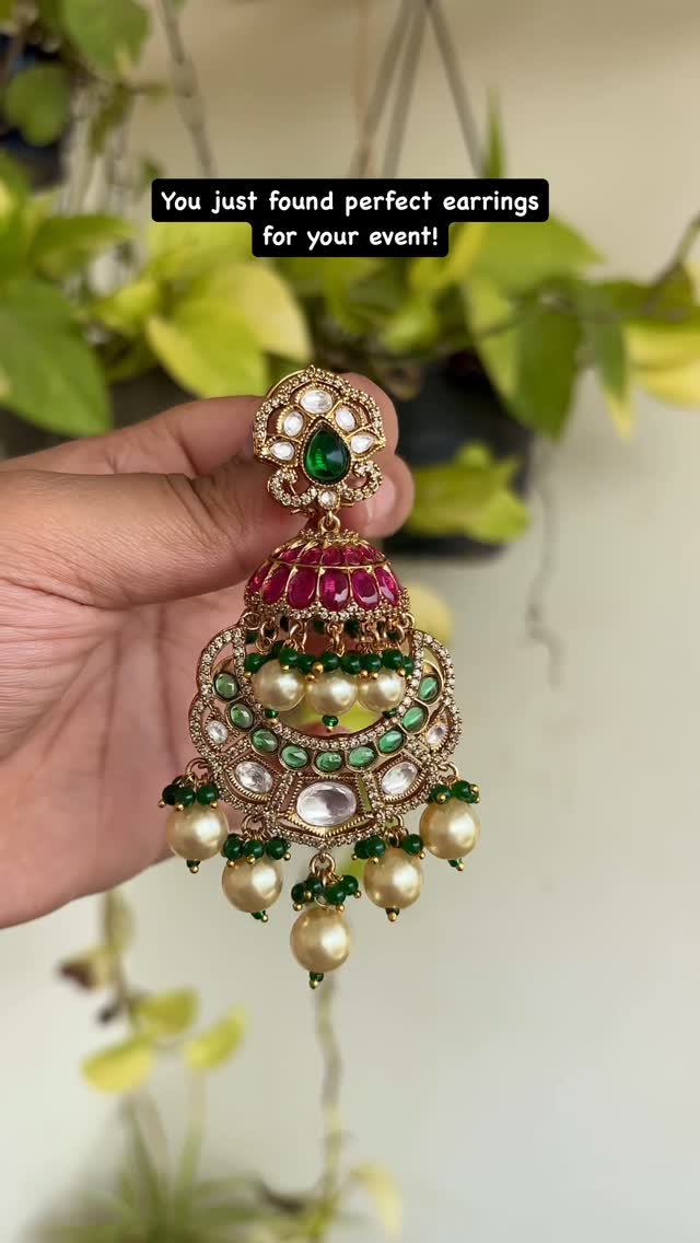Polki Kundan Chand Bali Earrings From 'Petals By Swathi'