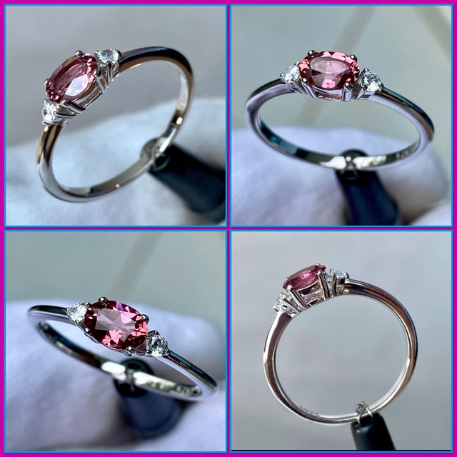 白银群，天然粉红色turgaline和2个时尚？