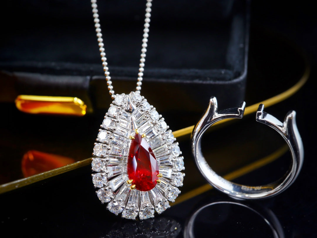 2.11ct Pigeon's Blood Ruby Ring/Pendant - Unheated & Vivid Red Gemstone Jewelry