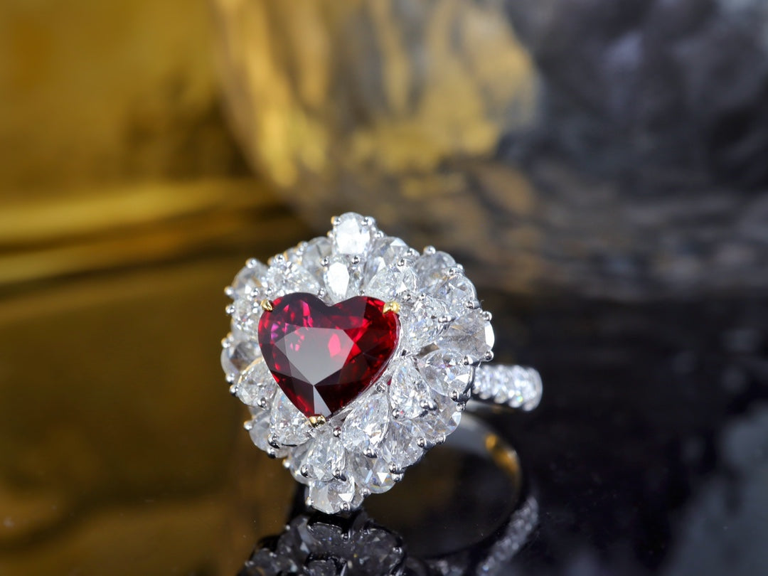 Collector's Grade 3-Carat Heart-Cut Ruby Pendant/Ring - Luxurious Jewelry Piece - 图片 2
