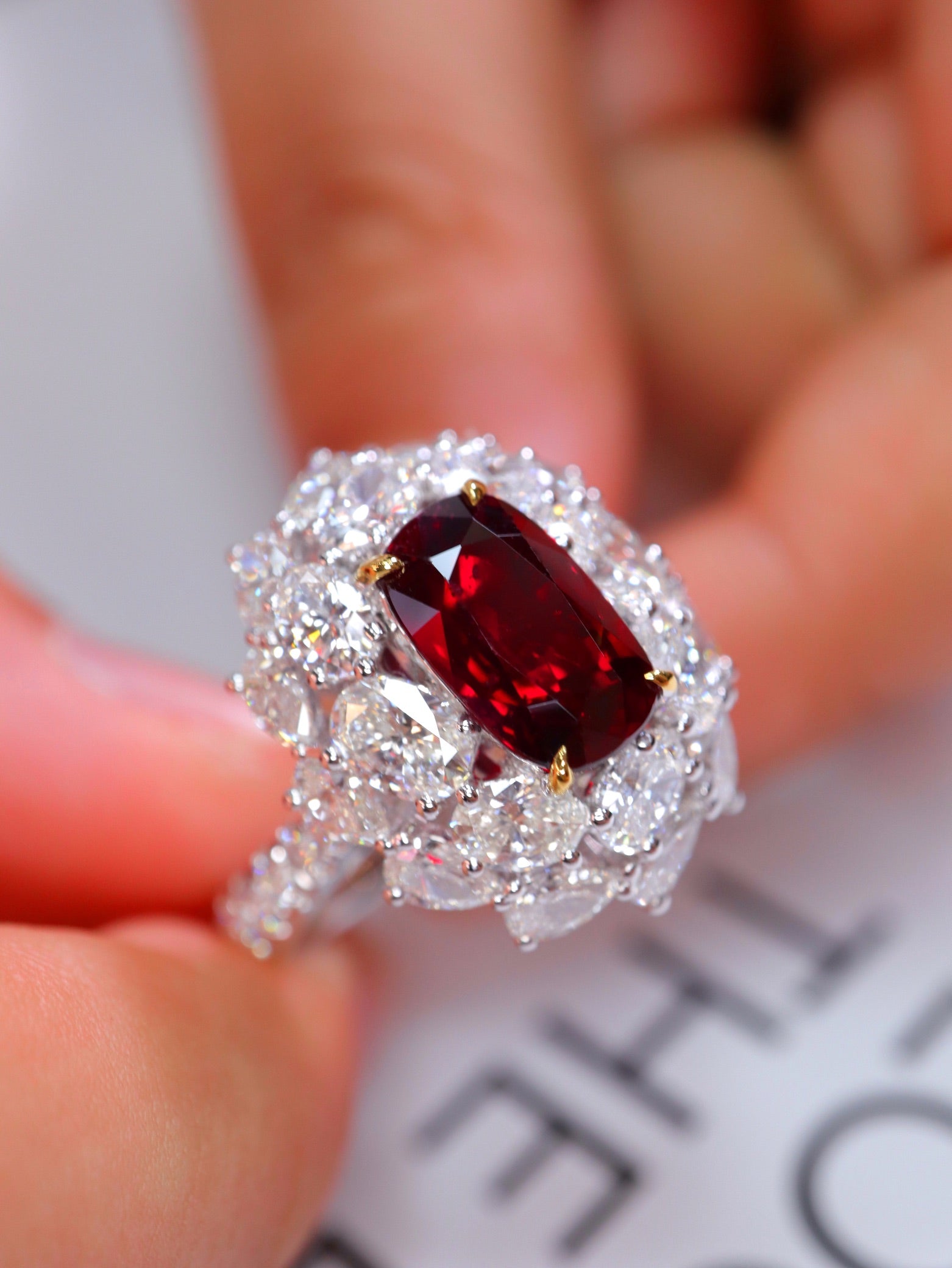3-Carat Premium Pigeon Blood Red Ruby Ring - Luxury Jewelry - 图片 3