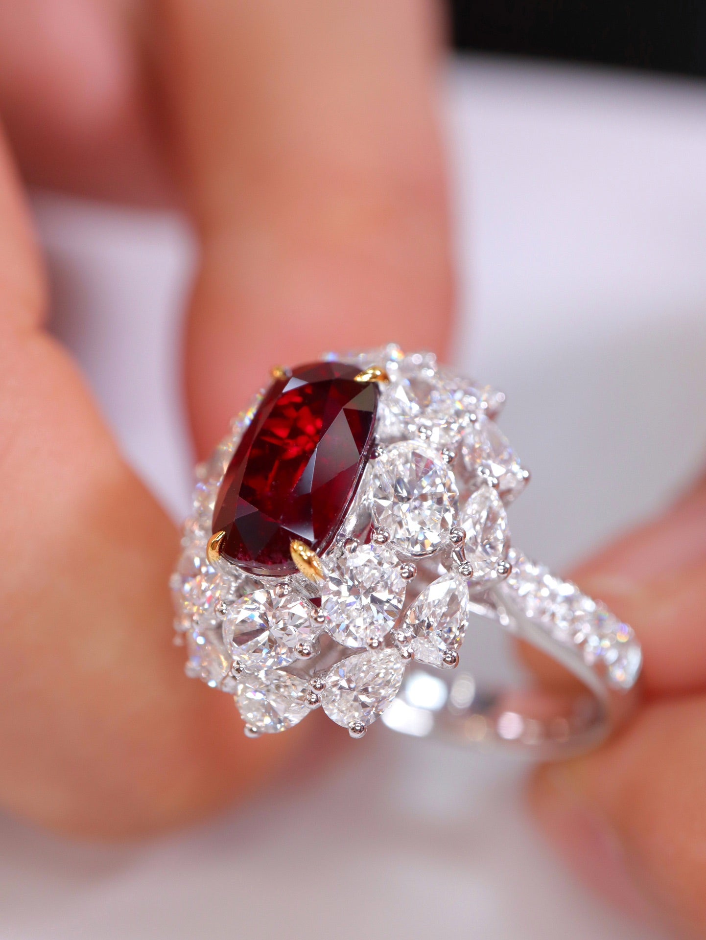 3-Carat Premium Pigeon Blood Red Ruby Ring - Luxury Jewelry - 图片 5