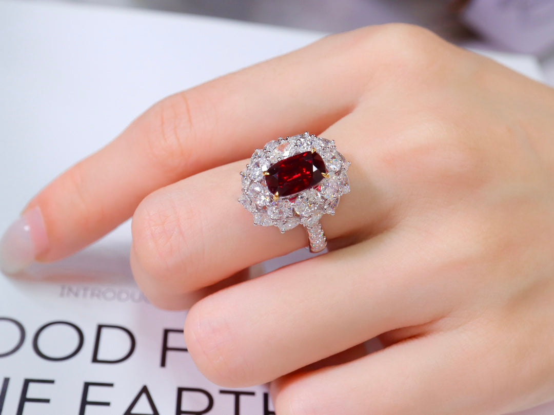 3-Carat Premium Pigeon Blood Red Ruby Ring - Luxury Jewelry - 图片 6