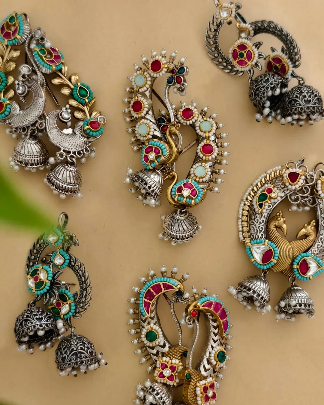 Peacock Design Silver Finish Ear Cuffs From 'Collections Naira'