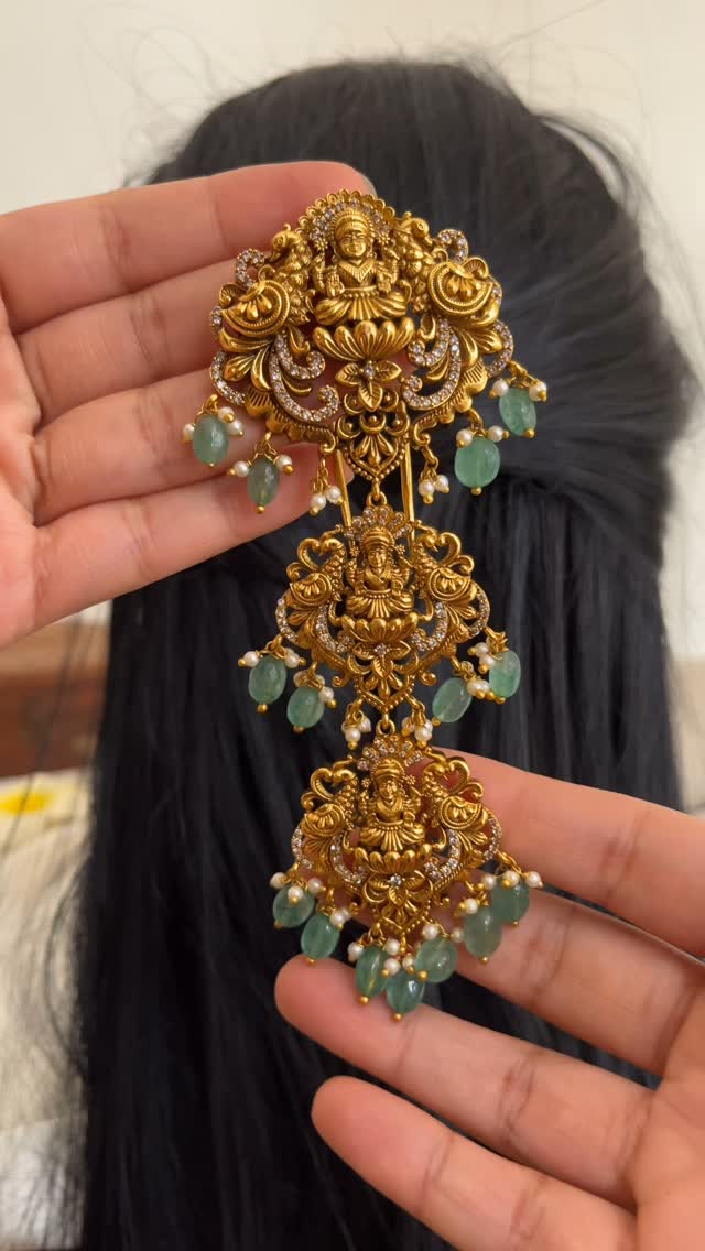 Traditional Lakshmi Jada Billa with Bead Drops From 'Kruthika Jewellery'