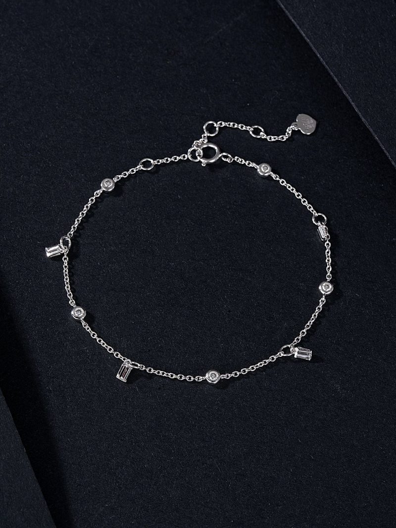 Bubble-Style T-Circle Bracelet with Diamonds - Premium Jewelry - White Diamond Bracelet