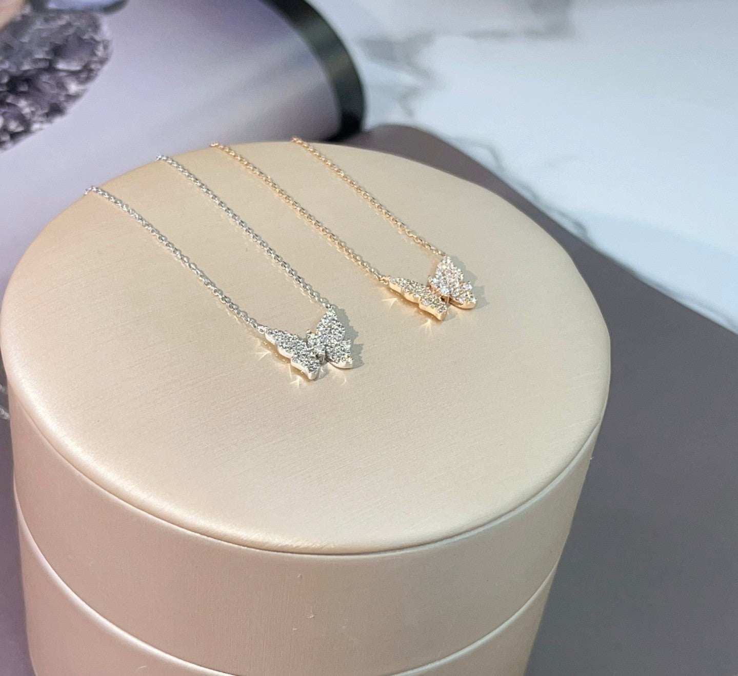 Diamond Butterfly Pendant - Elegant Jewelry Piece - White Diamond Pendant