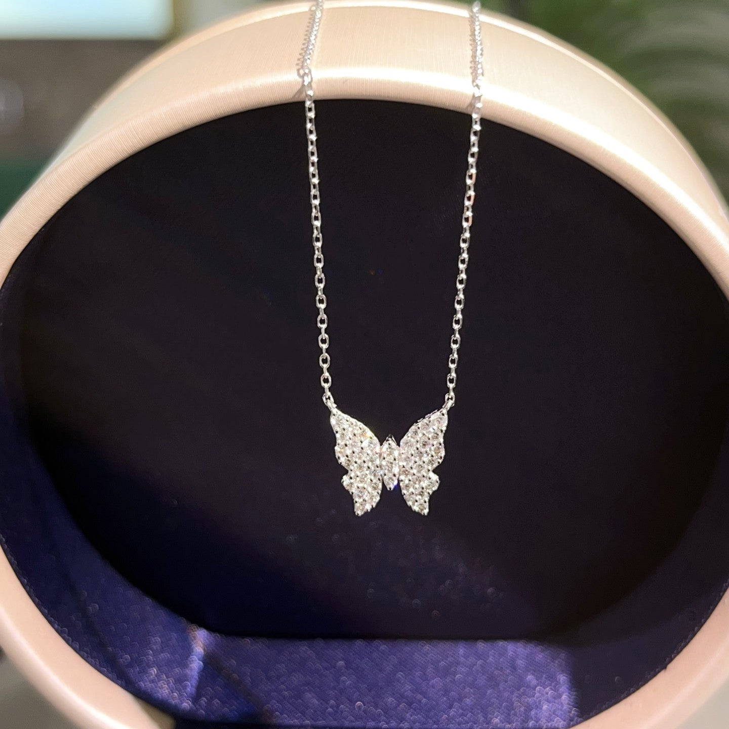 Diamond Butterfly Pendant - Elegant Jewelry Piece - White Diamond Pendant