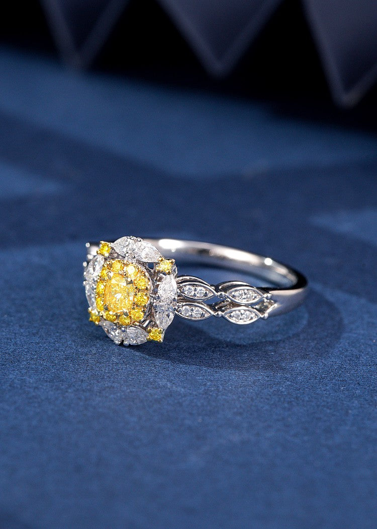 Diamond-Encrusted Teardrop Ring - Exquisite Jewelry Piece - Yellow Diamond Ring