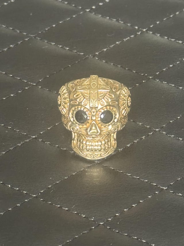 14kt黄金头骨戒指